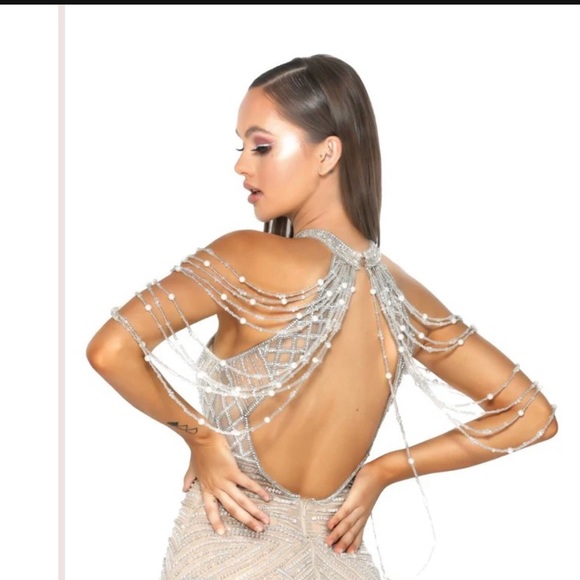 PORTIA & SCARLETT Crystal Nude Gown. Style Number 1962 Size 2 - Picture 3 of 8